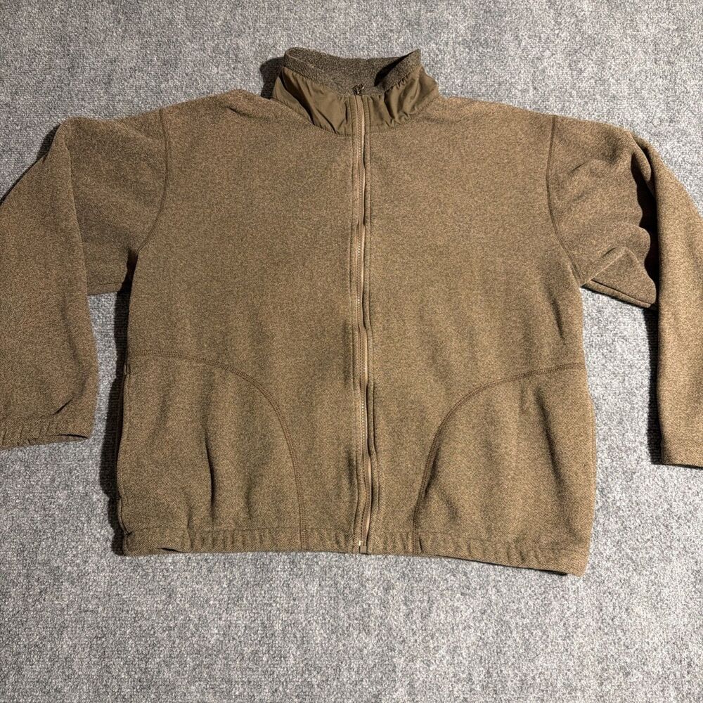 Vintage LL Bean Full Zip Fleece Jacket Mens Medium Brown Polyester - Made In USA